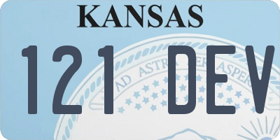 KS license plate 121DEV