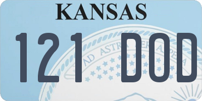 KS license plate 121DOD