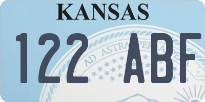 KS license plate 122ABF