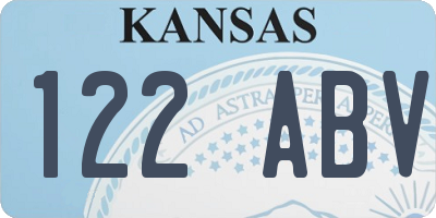 KS license plate 122ABV