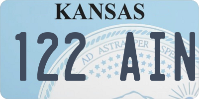 KS license plate 122AIN