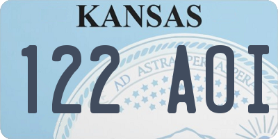 KS license plate 122AOI