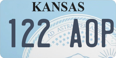 KS license plate 122AOP