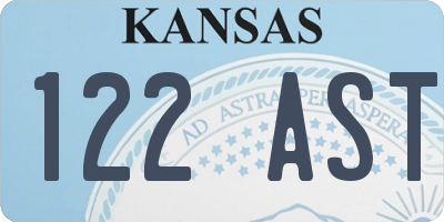 KS license plate 122AST
