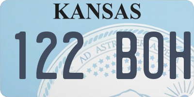KS license plate 122BOH