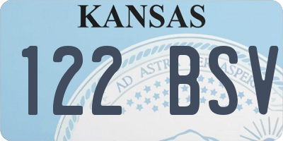 KS license plate 122BSV