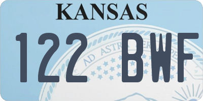 KS license plate 122BWF