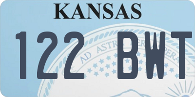 KS license plate 122BWT