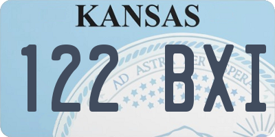 KS license plate 122BXI
