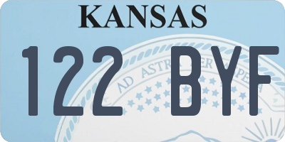 KS license plate 122BYF