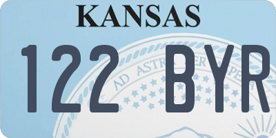 KS license plate 122BYR