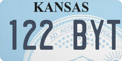 KS license plate 122BYT