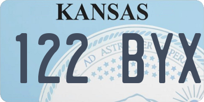 KS license plate 122BYX