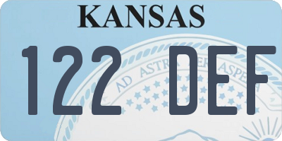 KS license plate 122DEF