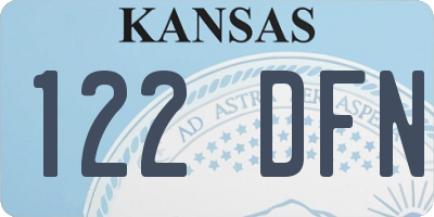 KS license plate 122DFN