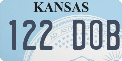 KS license plate 122DOB