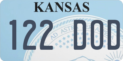 KS license plate 122DOD