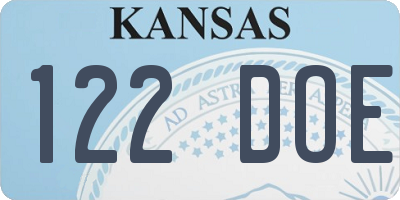KS license plate 122DOE