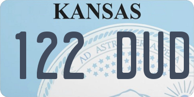 KS license plate 122DUD