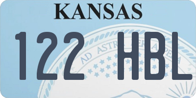 KS license plate 122HBL