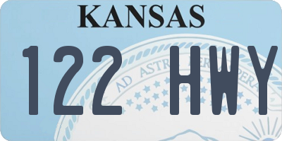 KS license plate 122HWY