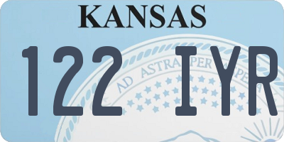 KS license plate 122IYR