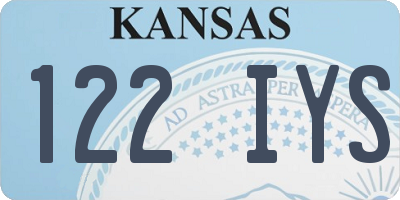 KS license plate 122IYS