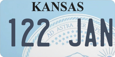 KS license plate 122JAN