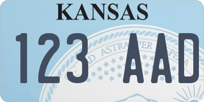KS license plate 123AAD