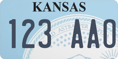 KS license plate 123AAO