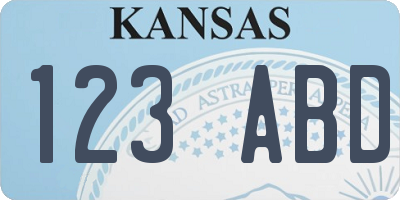 KS license plate 123ABD