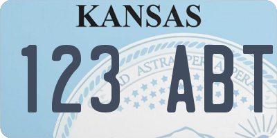 KS license plate 123ABT