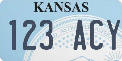 KS license plate 123ACY