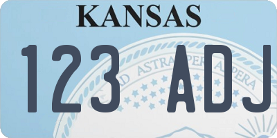 KS license plate 123ADJ