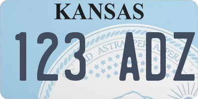 KS license plate 123ADZ