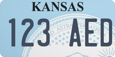 KS license plate 123AED
