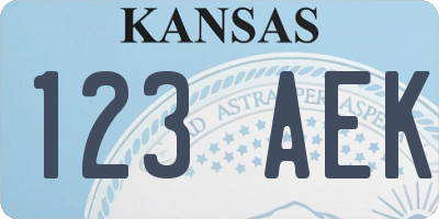KS license plate 123AEK