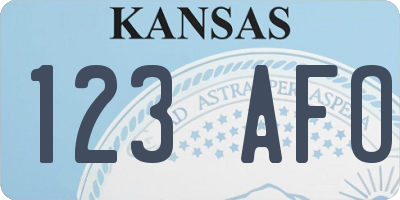 KS license plate 123AFO
