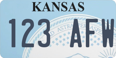 KS license plate 123AFW