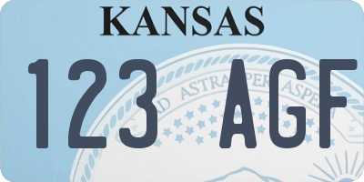 KS license plate 123AGF