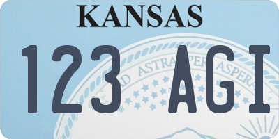 KS license plate 123AGI