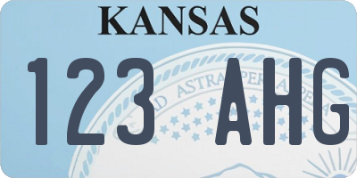 KS license plate 123AHG