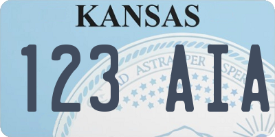 KS license plate 123AIA
