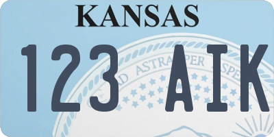 KS license plate 123AIK