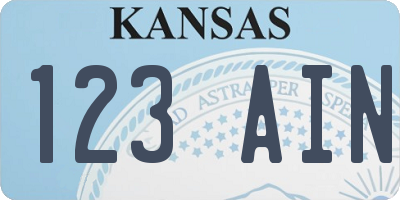 KS license plate 123AIN
