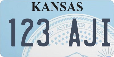 KS license plate 123AJI