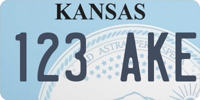 KS license plate 123AKE
