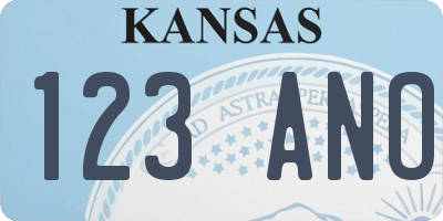 KS license plate 123ANO