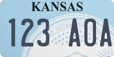 KS license plate 123AOA