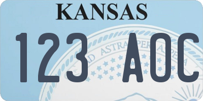 KS license plate 123AOC